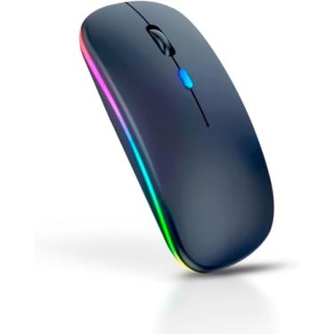 Imagem de Mouse Sem Fio Recarregável Wireless Óptico Led Rgb Colorido Ergonômico Usb 2.4 Ghz Para Notebook Computador Pc Desktop Premium (REALIZA ECOMM®) (Preto)