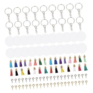 Imagem de Operitacx 1 Conjunto chaveiro de transferência chaveiro círculo rótulo de presente redondo decoração suprimentos de chaveiro DIY chaveiro de acrílico faça você mesmo pendurado decorar CD