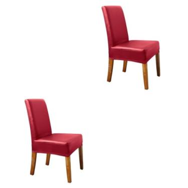 Imagem de Ciieeo 2 Unidades caso de cadeira simples cadeira de hotel mangas protetoras spandex festa capa da cadeira protetor de cadeira capa elástica Lavável párocos banquete vermelho