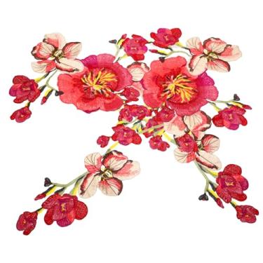 Imagem de Gogogmee 2 Unidades Remendo de pano bordado patches bordados de flores enfeite de flor de poliéster manicreft patchwork guarnição do laço decorar costurar roupas com apliques vestido