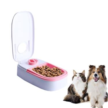 Imagem de Alimentador automático para gatos e cães, alimentador programável para animais de estimação, dispensador automático de ração seca ou semiúmida com temporizador de 48 horas para filhotes (rosa, 1