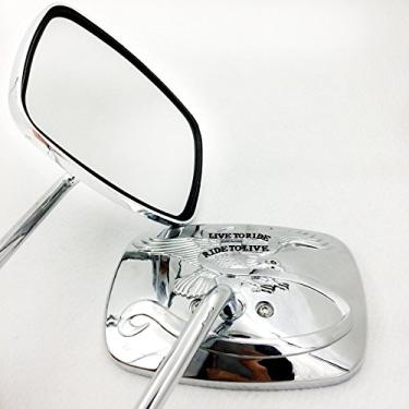 Imagem de HONGK- Espelhos retrovisores compatíveis com H-D street sports chopper cruiser Eagle Spirit Live to Ride [B01C0SR430]