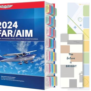 Imagem de Guias de índice FAR/AIM 2024 para piloto privado (sem livro), 80 peças de abas codificadas por cores e laminadas, com guia de alinhamento e marcador, resistente a rasgos e à prova d'água