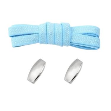 Imagem de Lock Elastic Laces Sneakers Tennis Shoelaces Without Ties Adult Kids Flat No Tie Shoelace For Shoes Accessories (Color : Sky blue)