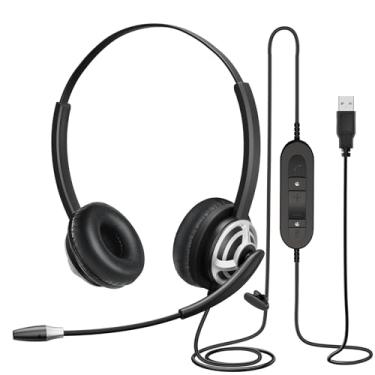 Imagem de MAIRDI Fone de ouvido USB com microfone para computador, fone de ouvido de PC com cancelamento de ruído de microfone para equipes de laptop, chamadas telefônicas voip, fone de ouvido de ditado para
