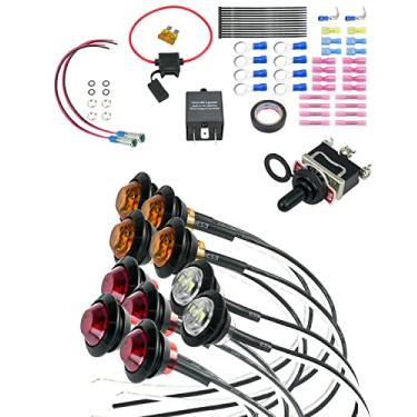 Imagem de GUZIKO Kit de seta universal DIY Street Legal Kit com botão de alternância de luz de seta ajustável relé pisca-pisca suporte fusível kit pisca-pisca (sem fio) para carrinho de golfe UTV ATV SXS