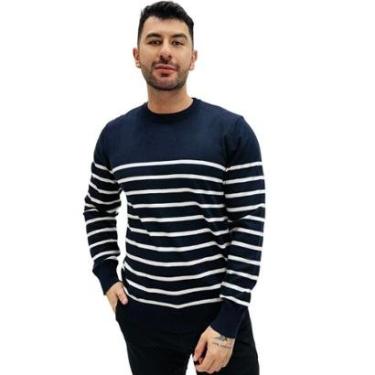 Imagem de Blusa de Lã Hering Listrada Modal Gola Redonda Masculina-Masculino