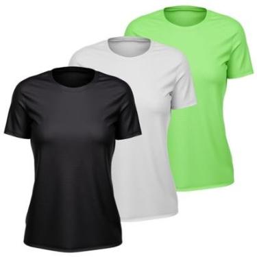 Imagem de Kit 3 Camisetas Feminina Dry Manga Curta Proteção UV Slim Fit Básica Academia Treino Fitness-Feminino