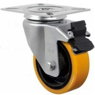 Imagem de Rodizio Giratório 5" x 1.1/2" 300kg com Placa e Rolamento GL514PE Schioppa