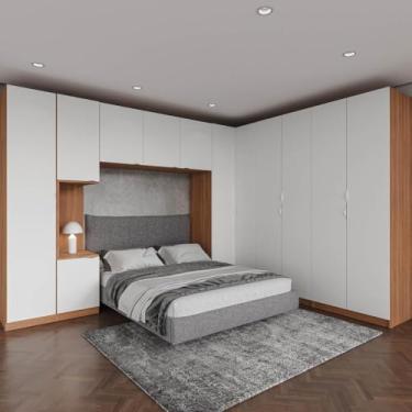 Imagem de Guarda Roupa Modulado Canto 12 Portas 6 Peças Hera Cabecasa Madeiramadeira Louro/branco Geada