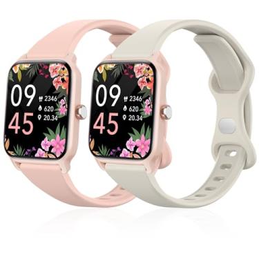 Imagem de Lzwldan Pacote com 2 pulseiras de relógio finas compatíveis com relógio inteligente Woneligo/Fitpolo IDW13, pulseira de substituição de silicone macio para relógio FITVII