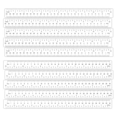 Imagem de Adesivos removíveis - Réguas de 30 cm para escola, réguas brancas com polegadas, centímetros e milímetros (pacote com 10)