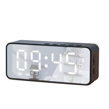 Imagem de Rádio Despertador, Alto-falante Bluetooth Com FM, Relógio Digital para Quartos, Design de Tela Espelhada, Alarmes Duplos, Display de Temperatura, Alto-falantes Magnéticos Fortes