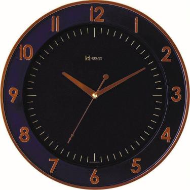 Imagem de Relógio Parede 35cm Preto Tic-tac Dourado Ouro Herweg 6803