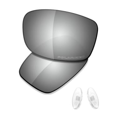 Imagem de SAUCER Lentes de reposição premium e protetores de nariz para óculos de sol Oakley Nanowire 4.0 High Defense - Metal cromado polarizado