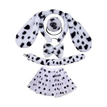 Imagem de YIJU Orelhas de cachorro e cauda longa, argola para cabelo de cachorro, orelhas de animais, acessórios para cabelo, orelhas, clipe de cabelo para crianças, Orelha Preta com Saia