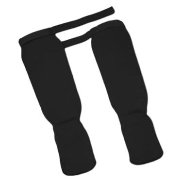 Imagem de Fancyes Caneleiras protetoras do peito do pé, protetores de perna e pé, guardas grossas de panturrilha, para kickboxing, muay thai, sanda, artes marciais, mma, preto M