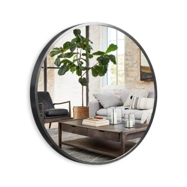 Imagem de NeuType Espelho circular redondo de 40,64 cm com moldura de liga de alumínio espelho de parede grande para pendurar, espelhos decorativos para entrada, banheiro, quarto, sala de estar, preto
