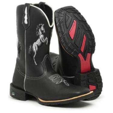 Imagem de Bota Botina Texana Country Masculina Em Couro Cavalos Cano Alto-Masculino