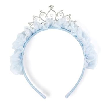 Imagem de Huachi Tiara de princesa com coroa de tule fofas tiaras coroas de aniversário para mulheres adolescentes faixas de cabeça para festa lembrancinha de fada acessórios de cabelo, Tule, liga e plástico