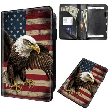 Imagem de Livros de servidor para garçonete, carteira de servidor de couro com zíper, porta-recibos de cheque de dinheiro, para barman, garçom, acessórios de garçom, avental de servidor, coruja com bandeira