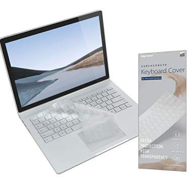 Imagem de Digi-Tatoo SurfaceMate Capa protetora para teclado Microsoft Surface Book 3/Book 2/Laptop 2 13,5''/15'' versão 2020/2017/2018, ultrafina premium de 0,18 mm, alta transparência, layout de teclado dos