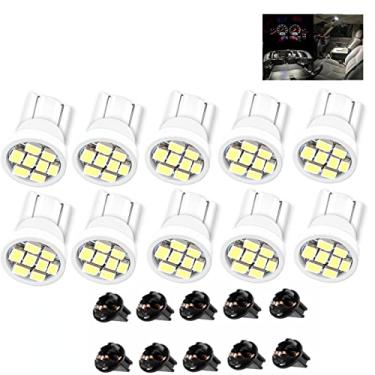 Imagem de CUSMME Pacote com 10 lâmpadas LED T10 194 168 PC194 PC195 PC160 PC161 PC168 painel de instrumentos painel de instrumentos painel cluster 8SMD lâmpada automotiva branco brilhante