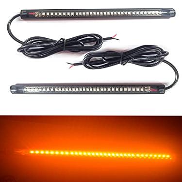 Imagem de liteball 2 peças de luz traseira LED para motocicleta, 32-SMD Chips Amber placa de licença barra de luz traseira, 20 cm/7,8 pol, luz de freio flexível 12V DC