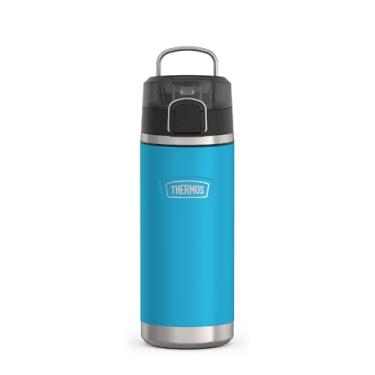 Imagem de THERMOS Série ICON, garrafa de água com bico - 510 g, azul-petróleo escuro - garrafa de água isolada a vácuo de aço inoxidável com tampa
