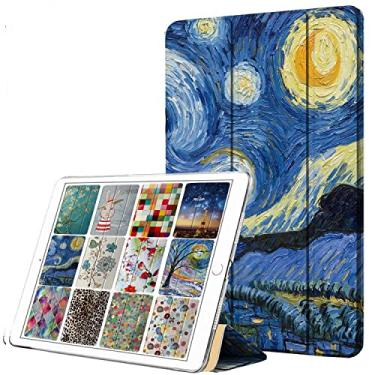 Imagem de DuraSafe Cases Capa traseira transparente para iPad Pro 12.9 2ª geração 2017 [iPad 12,9 polegadas 2ª] A1670 A1671 com três dobras impressas em três dobras - Pintura noturna estelar