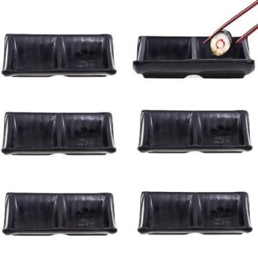 Imagem de 6 Molheira Bipartida Ondulada em Melamina Para Molho Shoyu