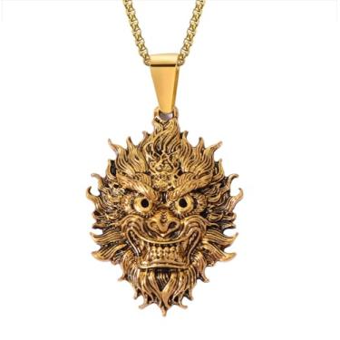 Imagem de MANZHEN Colar Wukong masculino com pingente quadrado, mito, preto, colar de macaco Wukong, X-Large, Aço inoxidável, Sem Pedra Preciosa