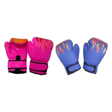 Imagem de Generic 2 pares de luvas de boxe para crianças, luvas de boxe, treino de boxe para adolescentes, karatê, mma, treino de kickboxing, Rosa e Azul