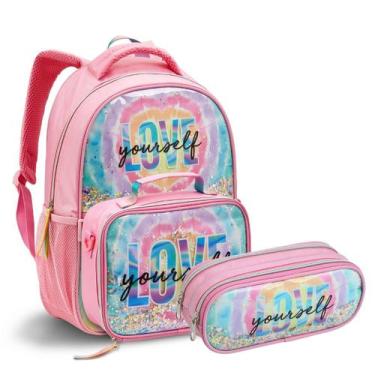 Imagem de Kit Escolar Infantil Meninas Brilho Love Seanite