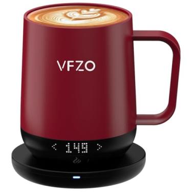 Imagem de VFZO Caneca inteligente, autoaquecimento, temperatura controlada, autoaquecimento. Visor LED de temperatura em tempo real. Vida máxima da bateria de 180 minutos. Xícara de café inteligente (340 g