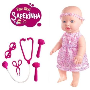 Imagem de Kit Boneca Sapekinha Xixi Bebê Menina + Kit Médica Doutora - Milk Brin
