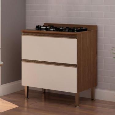 Imagem de Balcão de Cozinha Conecta 2 Portas Ebano/Fosco - Genialflex, Bege, Mod