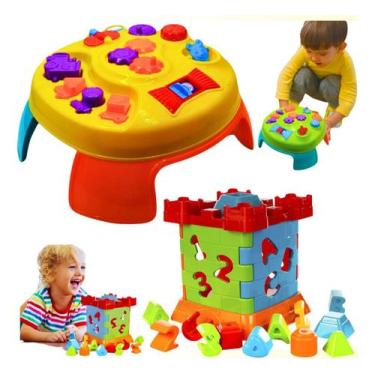 Imagem de Brinquedo Bebe Educativo Mesa + castelo Menino Menina Encaixe Didático