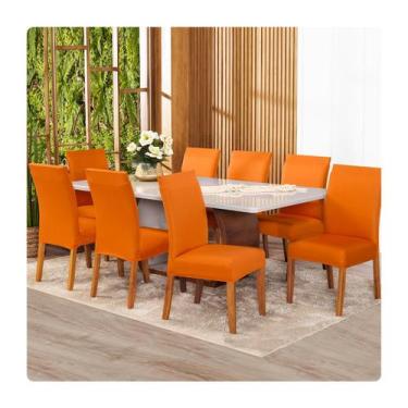 Imagem de Kit Capa Para Cadeiras 8 Unidades Malha Gel - Shop CasaNobre, LARANJA