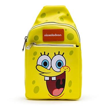 Imagem de Bolsa Nickelodeon, Sling, Bob Esponja Calça Quadrada e Patrick Star, Bounding, Couro Vegano, Amarelo, 11.0" x 6.5"