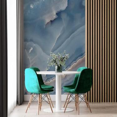 Imagem de Papel de Parede Painel 3D Mármore Azul Escuro 2M viníl Revestimento Pe