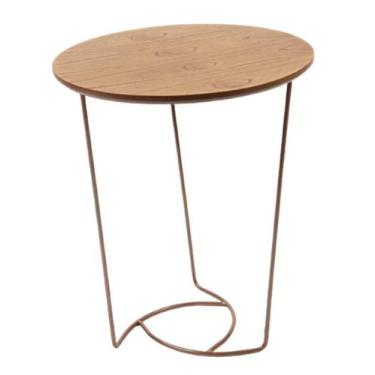 Imagem de Mesa Apoio Lótus Tampo Amêndoa Estrutura Ferro Cobre 50cm - 69865 - Su