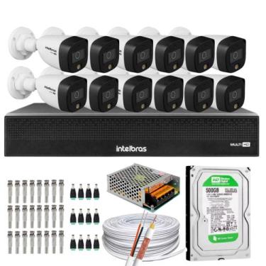 Imagem de Kit 12 Cameras 1220 Full Color Intelbras Dvr Mhdx 16 Ch Color Noite  C