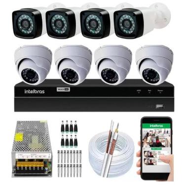 Imagem de Kit cftv 8 cameras de segurança infravermelho hd + dvr 8ch Intelbras f