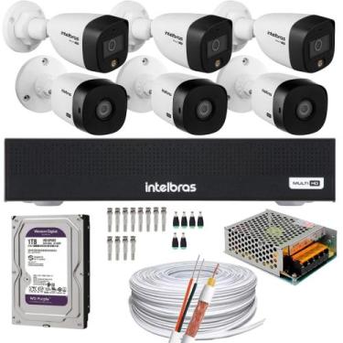 Imagem de Kit 6 Câmeras Intelbras 3 cam Full Color 3 cam 1220b Full Hd Dvr Mhdx 