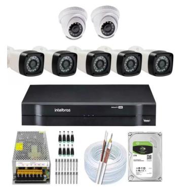 Imagem de Kit 8 Cameras Segurança 1080 Full Hd Dvr Intelbras 8ch Alta Resolução 