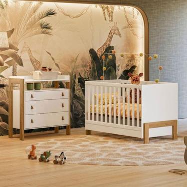 Imagem de Quarto Infantil Completo Safari 3 Gavetas Branco/Freijo - Pnr Móveis, 