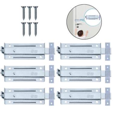 Imagem de Ferrolho Trinco Tarjeta Fecho Chato Porta Janela 5Cm 06 Un - Silvana