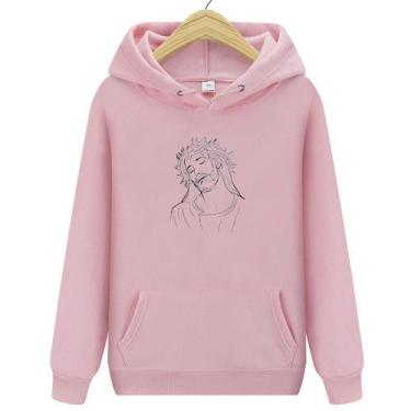 Imagem de Blusa de Frio Jesus Gospel Cristo Deus Casaco Algodão - Inove, G, Rosa