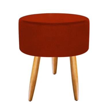 Imagem de Puff Banqueta Puf Pés Palito Suede Vermelho Recepção Sala Quarto - Mer
